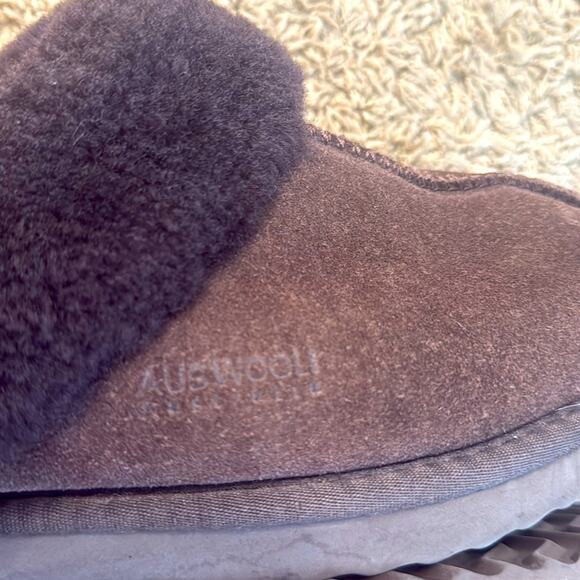 Auswool Australia Brown Leather Aussie Sheepskin Unisex Brown Slippers Size 12 - Picture 8 of 11